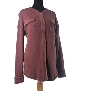 Woolx Oaklynn Waffle Shacket merino wool mauve cold weather comfort sz sm